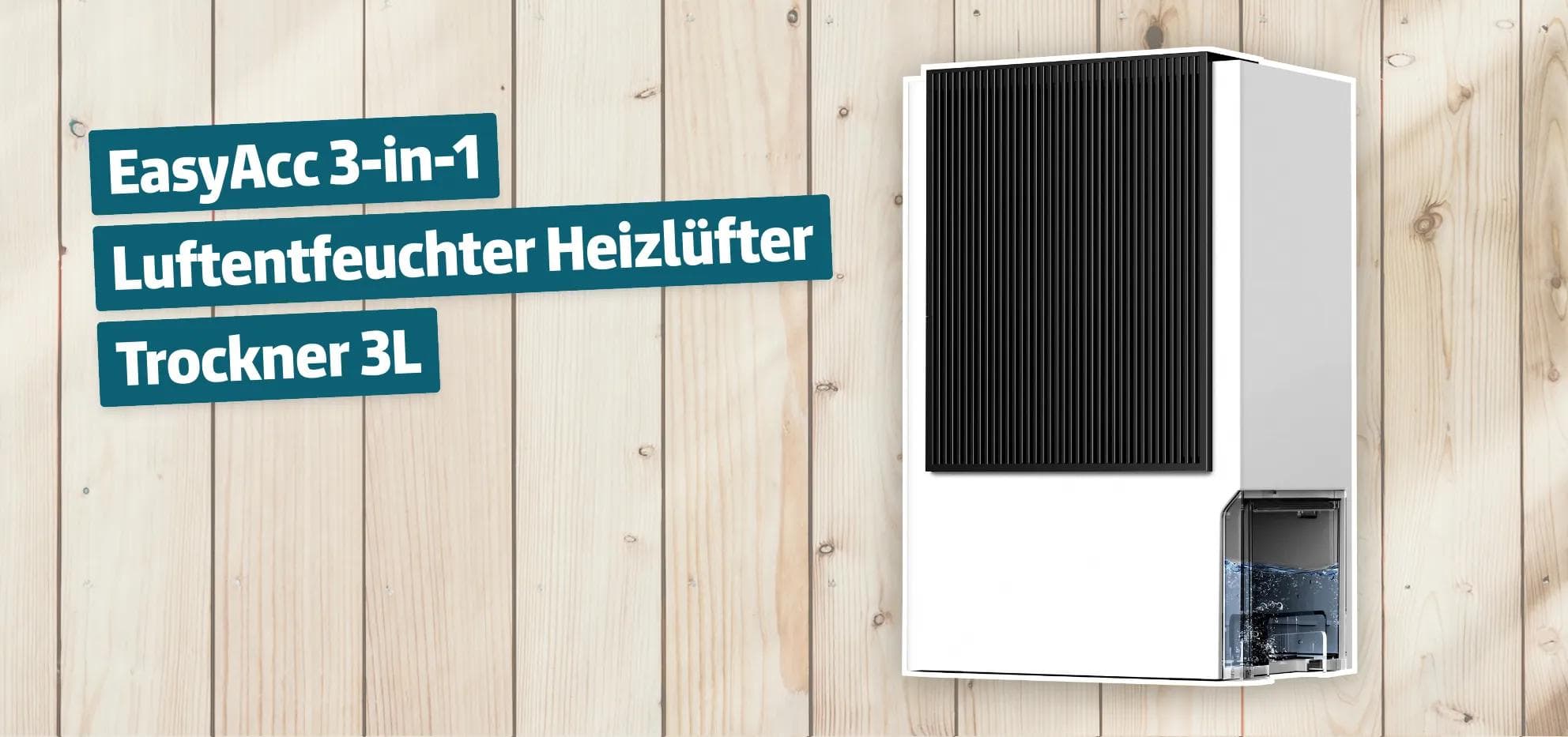 EasyAcc 3-in-1 Luftentfeuchter Heizlüfter Trockner 3L