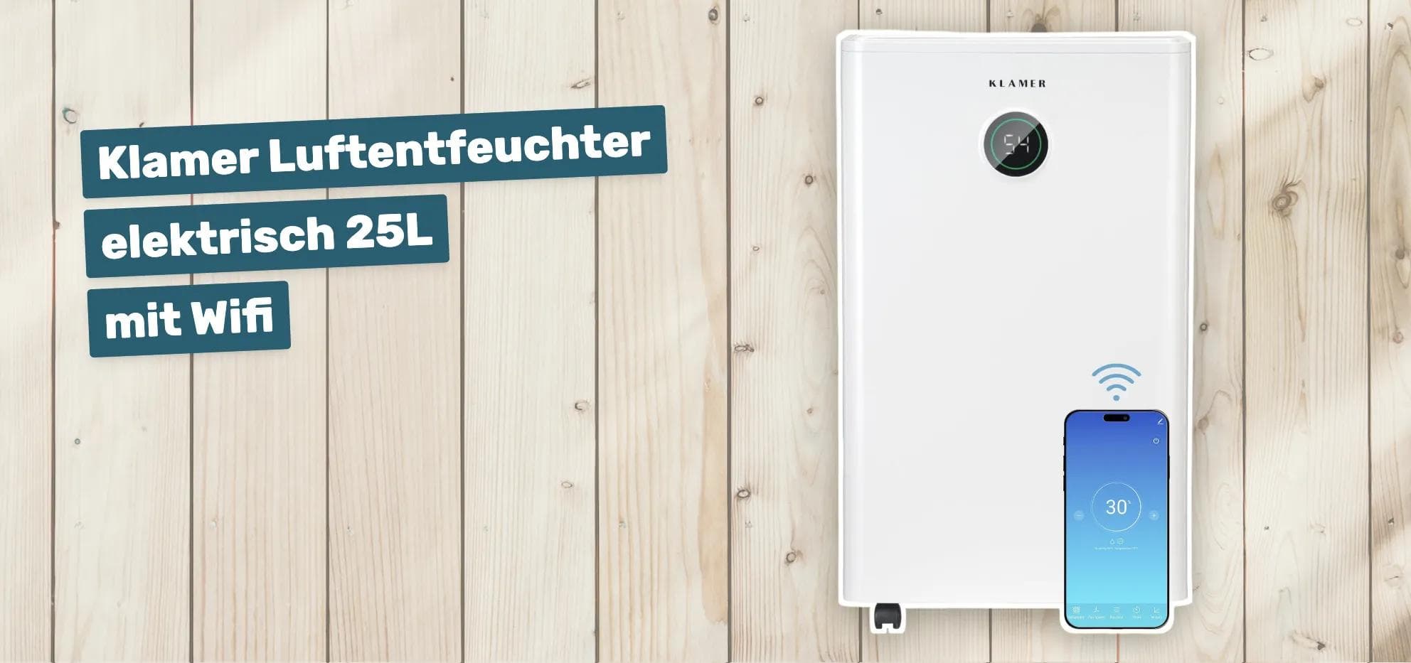 Klamer Luftentfeuchter elektrisch 25L mit Wifi