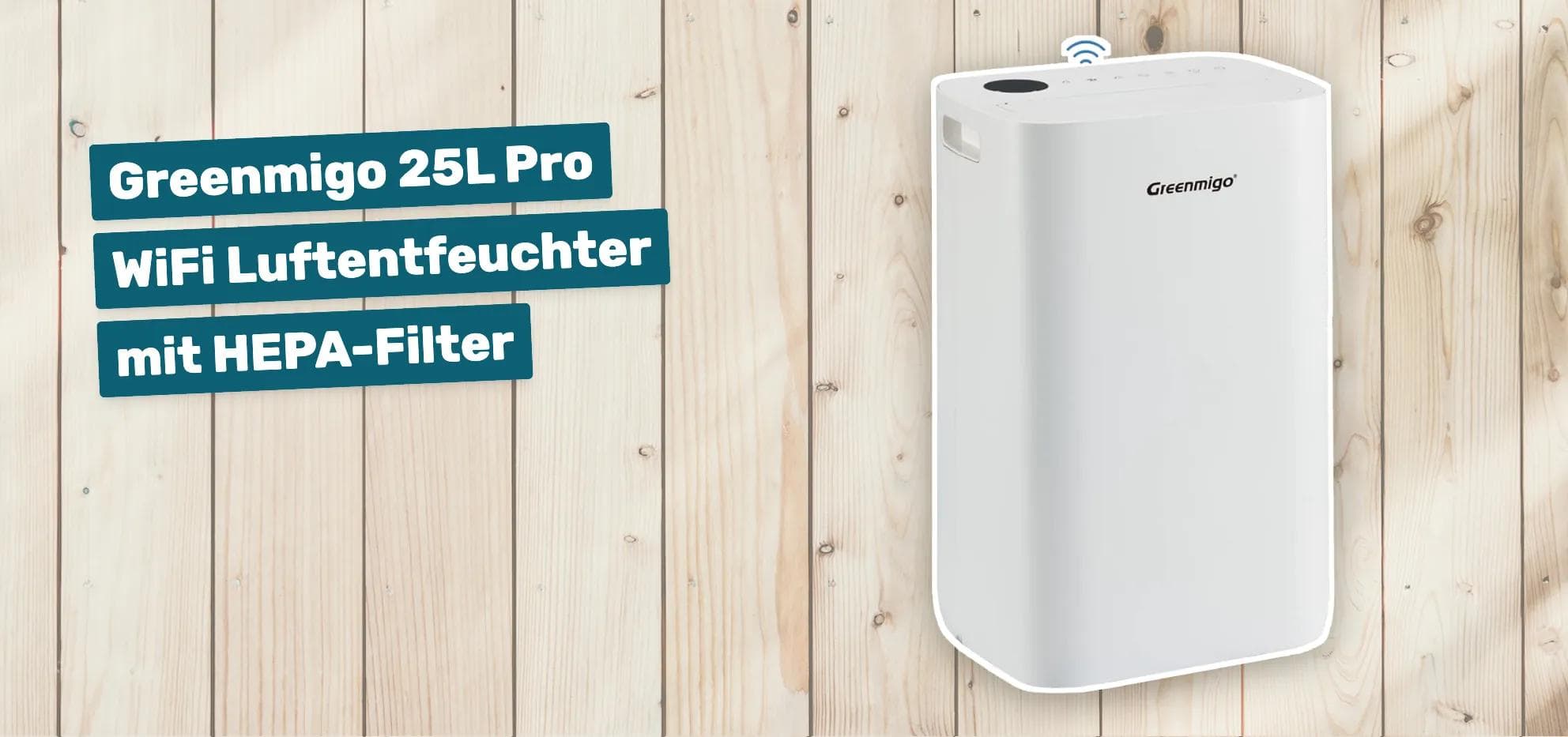 Greenmigo 25L Pro WiFi Luftentfeuchter mit HEPA-Filter